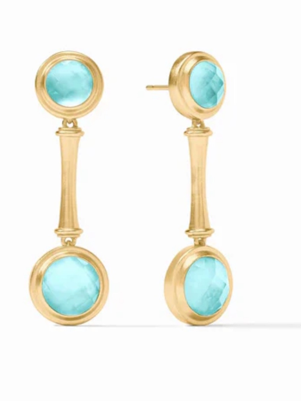 NWOT Julie Vos Gold Bamboo Drop Earrings with Turquoise Stones